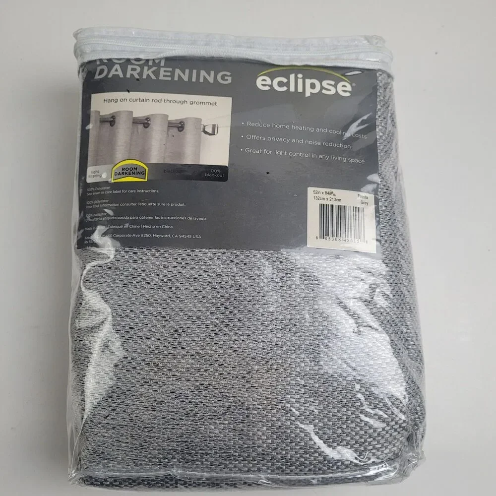 NEW Eclipse Blackout grommet top curtain 'Presto Grey'' 52x84 #CT70